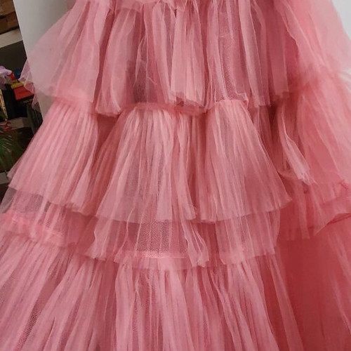 Long dress new, pink powder color, backless, size S