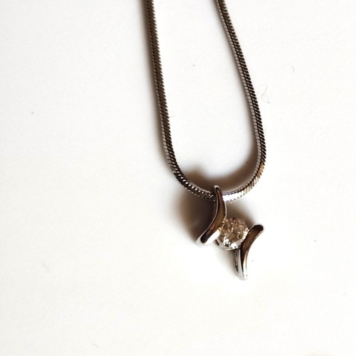 Pendant with rhinestones silver with 50cm chain new