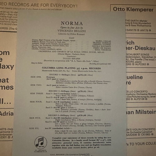 Vincenzo Bellini Norma vinyl album like new, classical