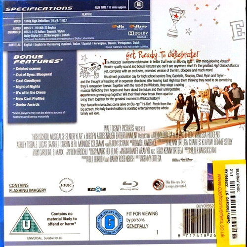 High School Musical 3 Blu-Ray used comedy movie with English subtitles