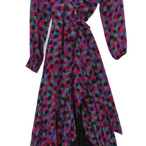 Sezane Asia silk maxi wrap dress used, colorful mosaic print