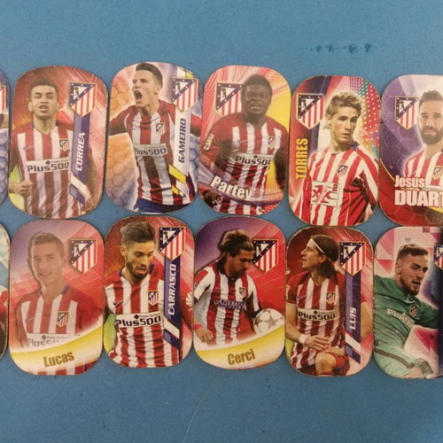 Metal football tags used, pack of 14, Atlético Madrid