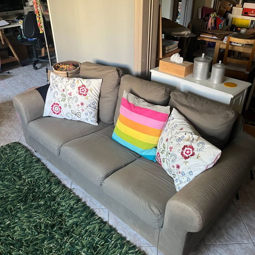 IKEA Fothult vintage three-seater sofa used, khaki