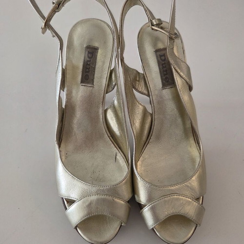 Dune London Gold Metallic Leather Slingback Heels used