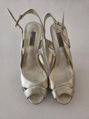 Dune London Gold Metallic Leather Slingback Heels used