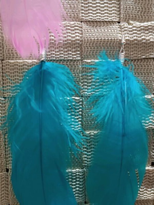 Turquoise feather earrings new handmade