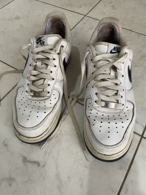 Nike Air Force 1 sneakers, white/navy blue, size 41, authentic
