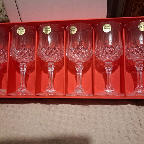 Cristal d'Argues Longchamp Set of 6 New Crystal Wine Glasses 175ml