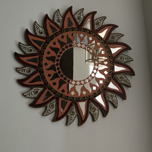 Decorative Sun Mirror 40cm vintage style, like new