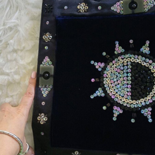 Handmade velvet handbag with embroidery 37x46 cm, new