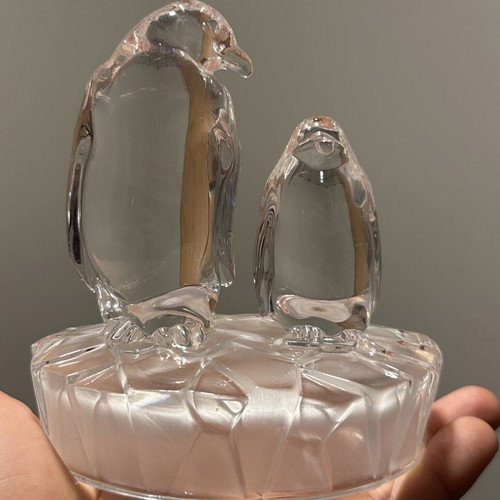 Handmade Italian vintage penguin crystal statue 1980