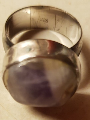 Handmade silver jewelry set with amethyst stones