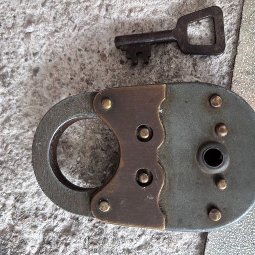 Reynard the Fox Antique Padlock 1900 used with key
