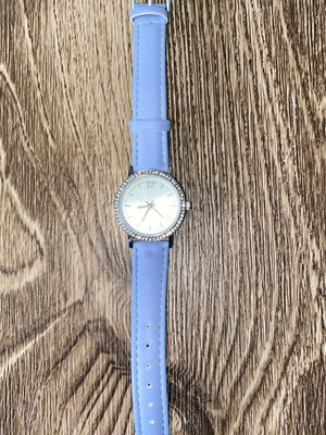 Ellux women's watch new blue with stones and leather strap