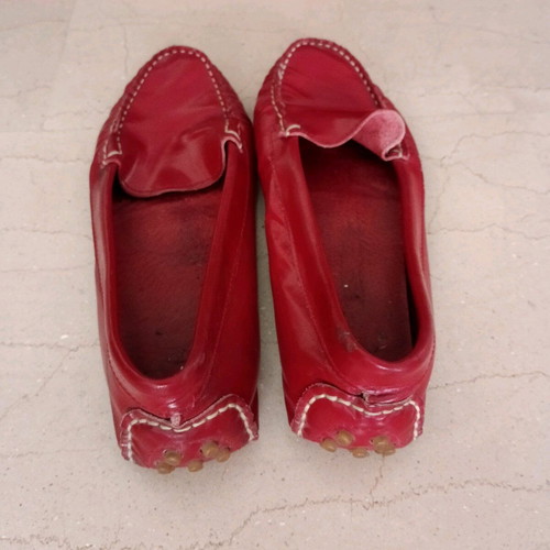 Leather moccasins used red, size 41