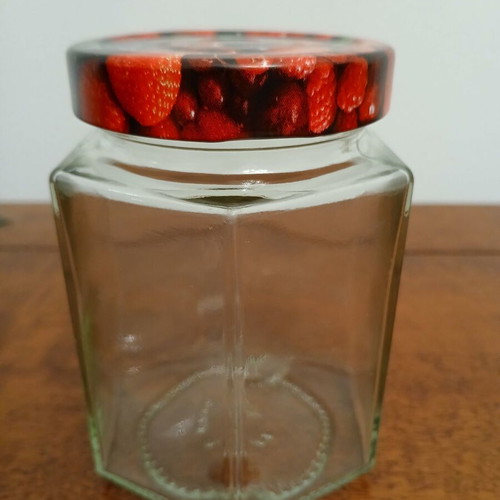 Glass jar with lid hexagonal, like new