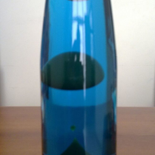 Φωτιστικό Lava lamp μπλε με κίτρινο-πράσινο κερί, σαν καινούργιο