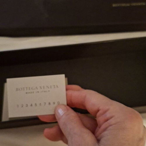 Bottega Veneta large fan with black lace and leather case