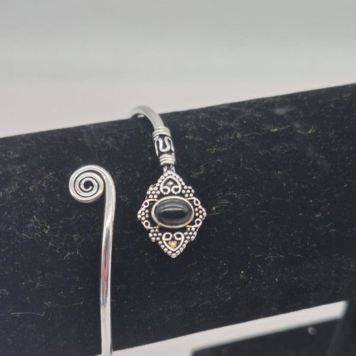 Black Tourmaline Silver Plated Adjustable Bracelet new