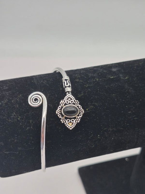 Black Tourmaline Silver Plated Adjustable Bracelet new