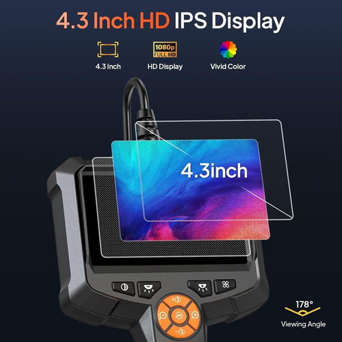 Anesok G30-M Industrial Endoscope Camera 8mm 15m Cable 4.3in Screen Waterproof