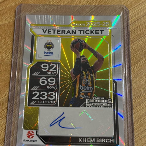 2025-26 Contenders EuroLeague Veteran Ticket Auto Khem Birch Holo like new