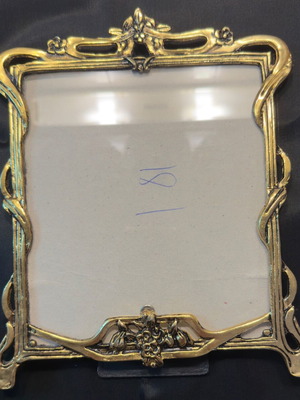 Photo frame made of gilded brass like new, floral Art Nouveau design