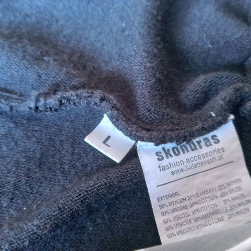 Skondras knitted cardigan used, black, size large with bat sleeve