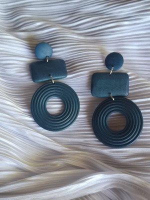 Wooden earrings blue, new