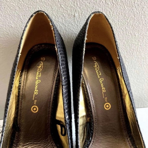 Roberto Cavalli black stiletto croco design pumps new
