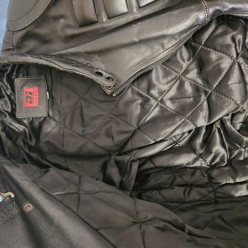 Ji Amsa leather motorcycle jacket used, size Large