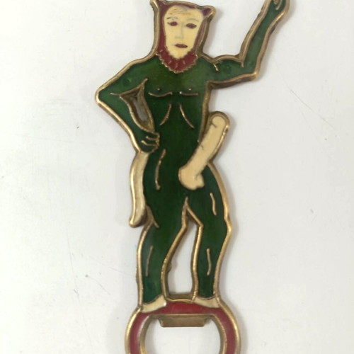 Set of 6 vintage Greek bronze enamel bottle openers from the 1970s