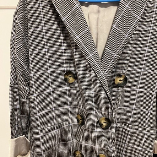 Zara checked coat like new, medium size, grey