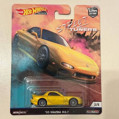 Hot Wheels Street Tuners ‘95 Mazda RX-7 yellow Premium Real Riders new