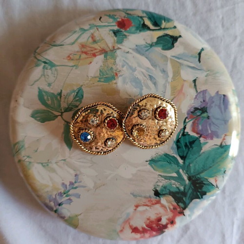 Vintage earrings used with beads, one bead missing
