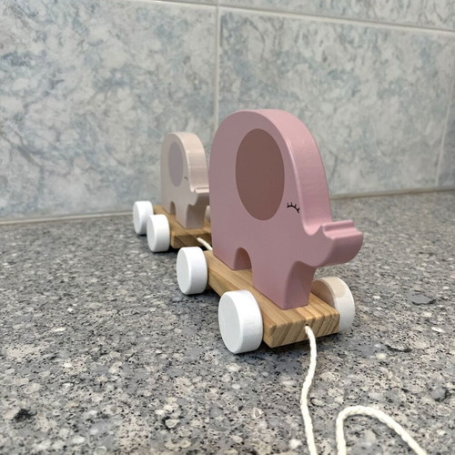 JaBaDaBaDo Pull-Along Toy Elephant wooden set like new