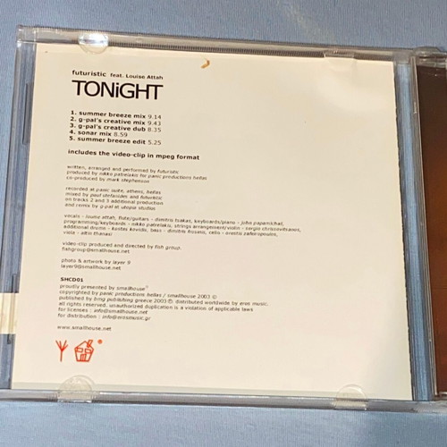 Tonight CD EP like new, electronic music, G-Pal, Nikko Patrelakis