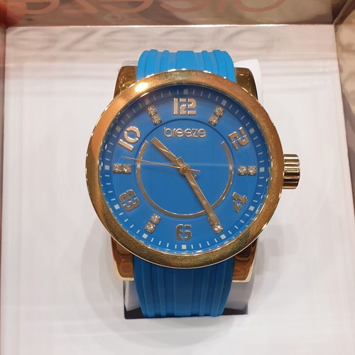 Breeze women's watch like new with blue rubber strap and 10atm waterproof