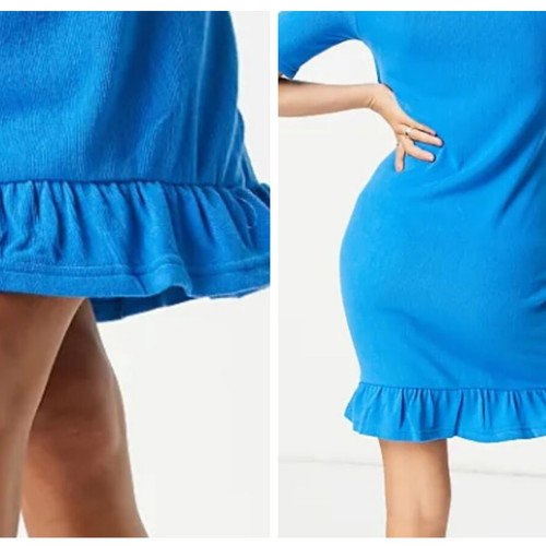 Mamalicious blue jersey dress with ruffles like new