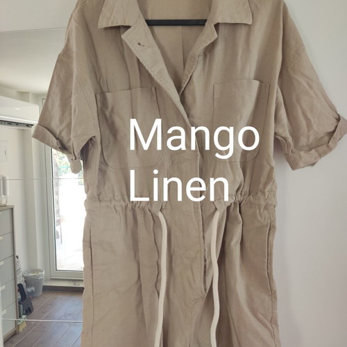 Mango linen playsuit jumpsuit Safari beige Boho chic XS like new