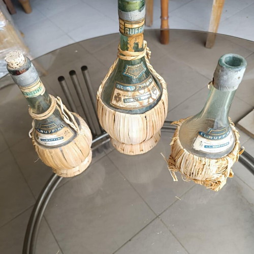 Chianti Ruffino Vintage Wine Bottles Set of 3 used from 1960s