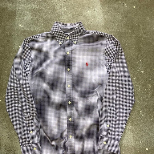 Ralph Lauren Longsleeve Shirt S, white darkblue checked, red pony
