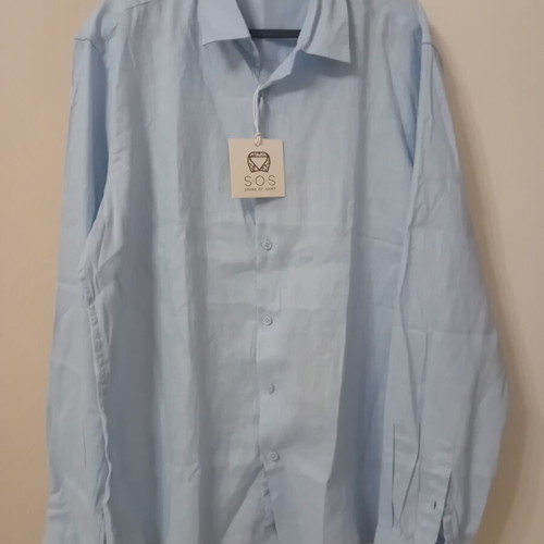 Men's linen shirt, blue, XL
