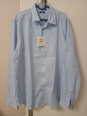 Men's linen shirt, blue, XL