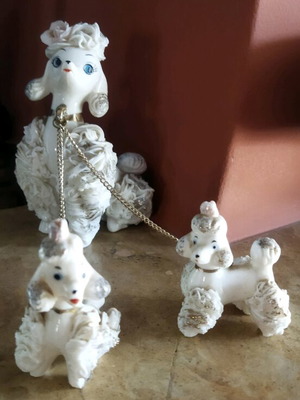 Vintage σκυλάκια Poodles μεταχειρισμένα, χειροποίητα 1950-60