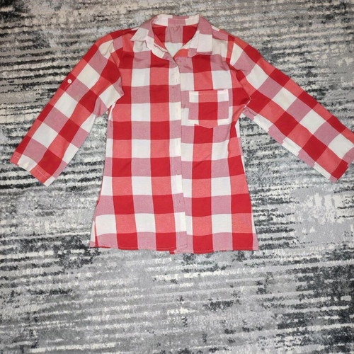 Women's checked shirt new, size S, white and red