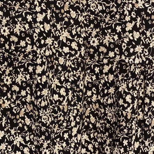 Dress long sleeveless black with beige flowers like new