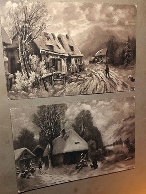 Set of 2 vintage winter landscape postcards like new