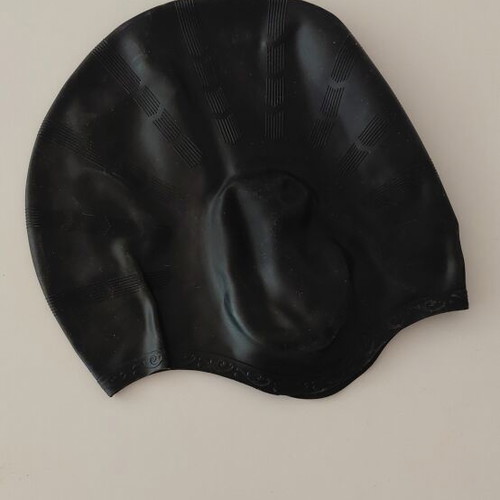 Swimming cap black unisex silicone new