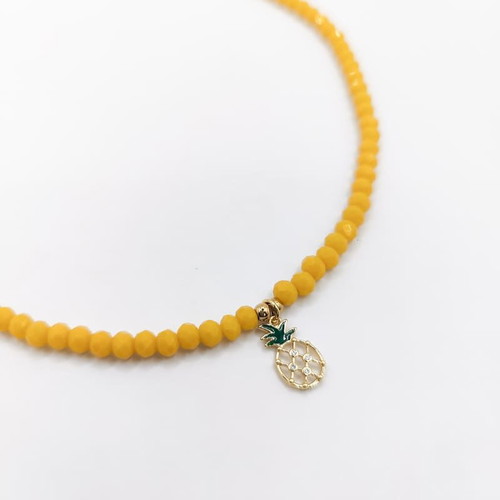 Handmade choker necklace pineapple new, yellow